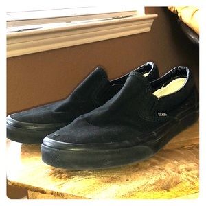 Vans black slip ons black women